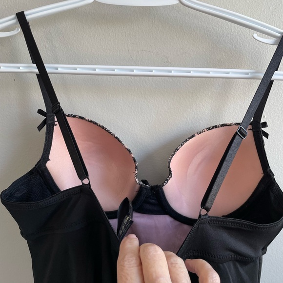 BLACK PINK MARILYN MONROE SLIP PADDED BRA LACE ADJUSTABLE STRAPS STRETCH - Picture 11 of 16